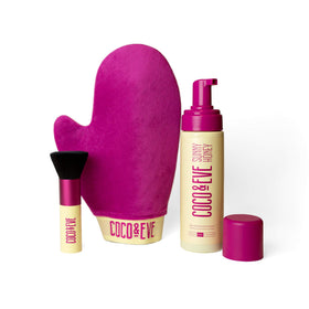 Coco & Eve front bottle shot showing medium bronzing foam and packaging benefit
