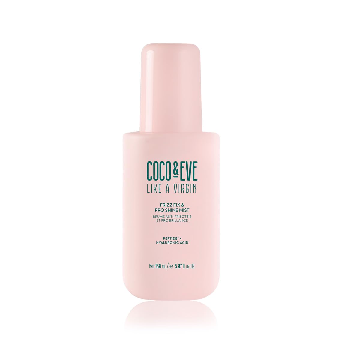 Coco & Eve front packaging showing sleek bottle and frizz control benefit
