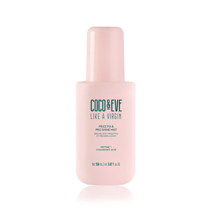 Coco & Eve front packaging showing sleek bottle and frizz control benefit