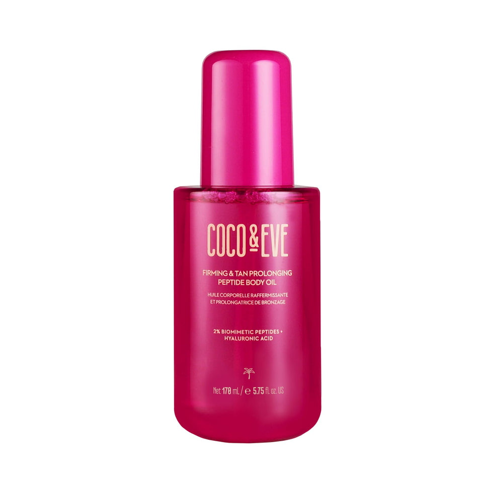 Coco & Eve front packaging showing bottle and tropical design benefits
