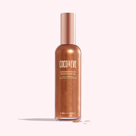 Coco & Eve close-up oil texture showing lightweight, non-greasy finish benefit: smooth absorption