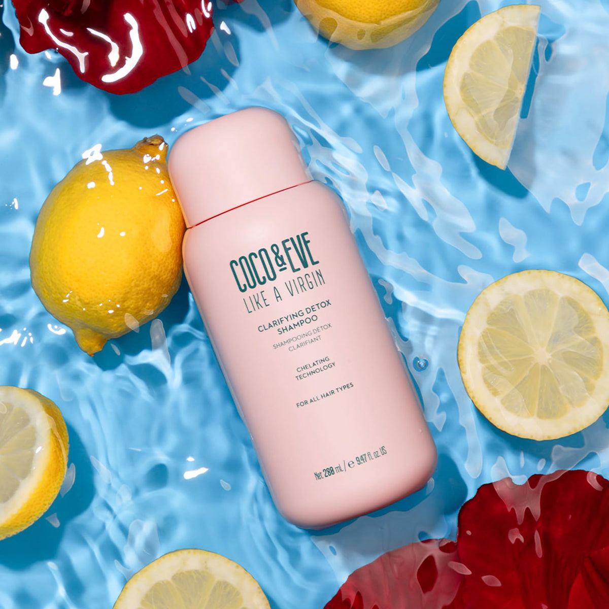 Coco & Eve shampoo texture pouring, showing smooth cleansing action