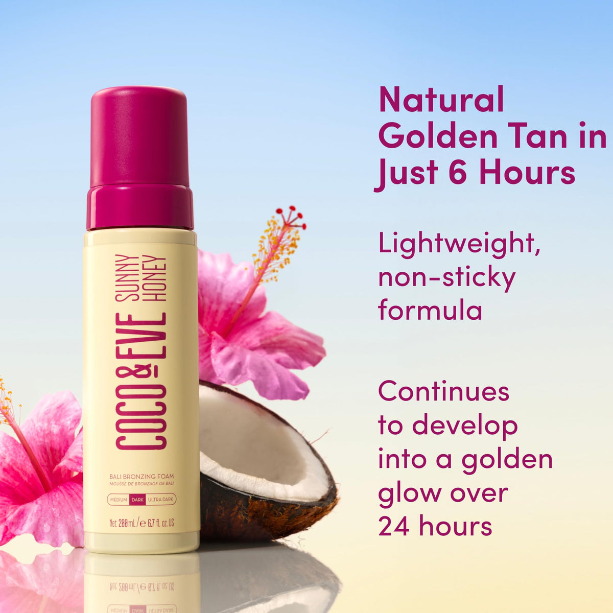 Coco & Eve foam texture on skin, light quick-drying finish