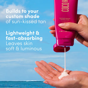 Coco & Eve lotion texture close-up highlighting silky, fast-absorbing formula