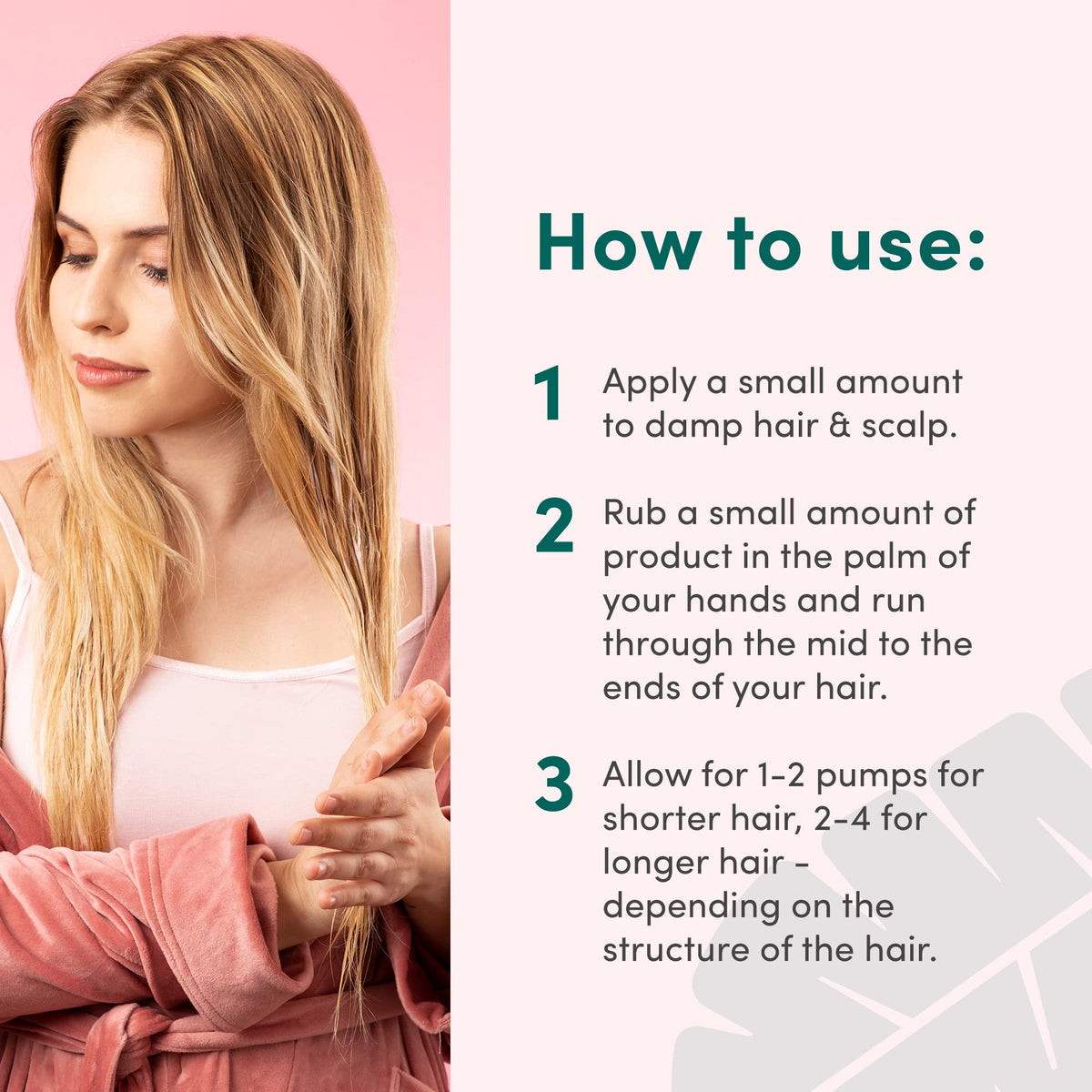 Coco & Eve applied to damp hair to detangle and reduce breakage