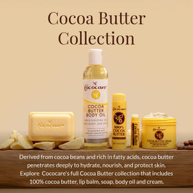 COCOCARE cocoa butter and aloe vera ingredients display emphasizing natural nourishment