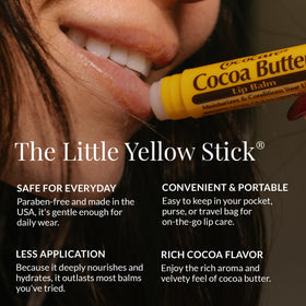 COCOCARE label close-up highlighting cocoa butter, vitamin E and aloe vera ingredients