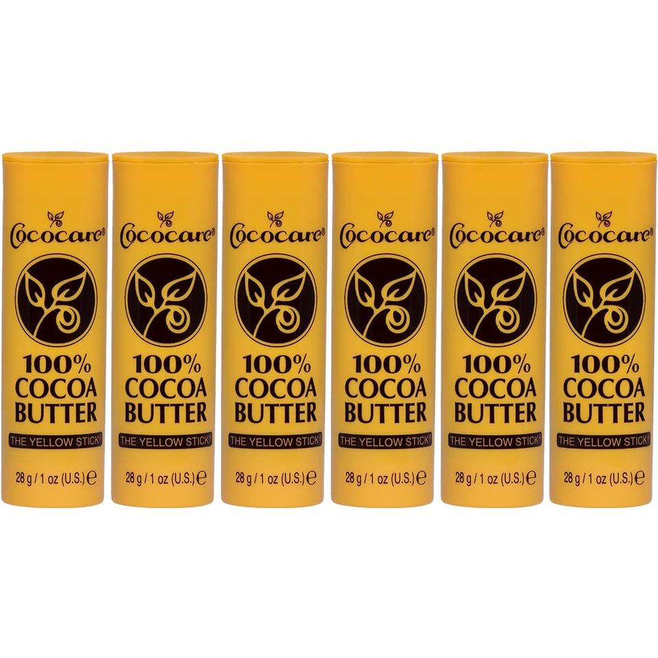 COCOCARE front packaging showing yellow cocoa butter stick, easy grab-and-go hydration