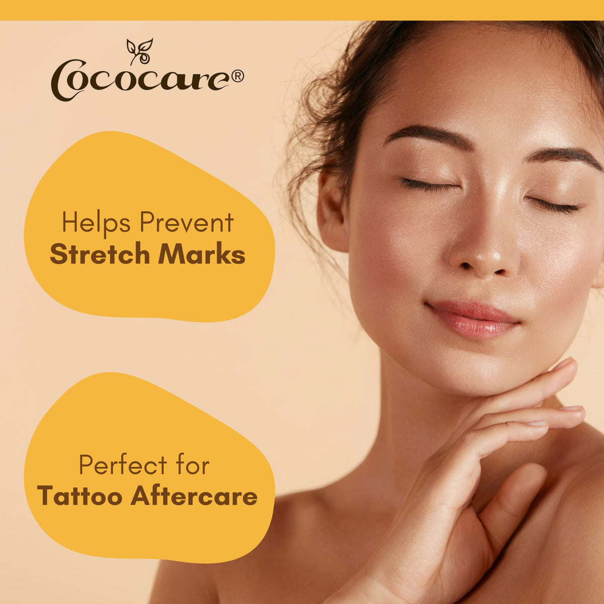 COCOCARE size comparison in hand showing compact travel-friendly tube