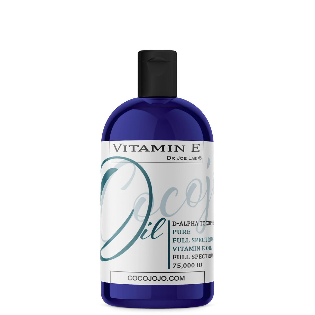 cocojojo bottle front view showing clean packaging and pure vitamin e