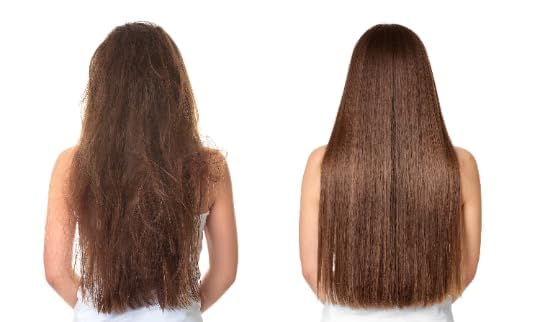 cocojojo oil blended into hair ends illustrating conditioning effect