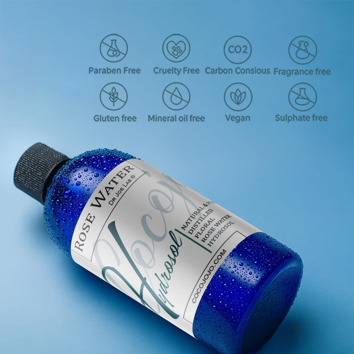 cocojojo misting on model's face demonstrates hydrating refresh without stickiness