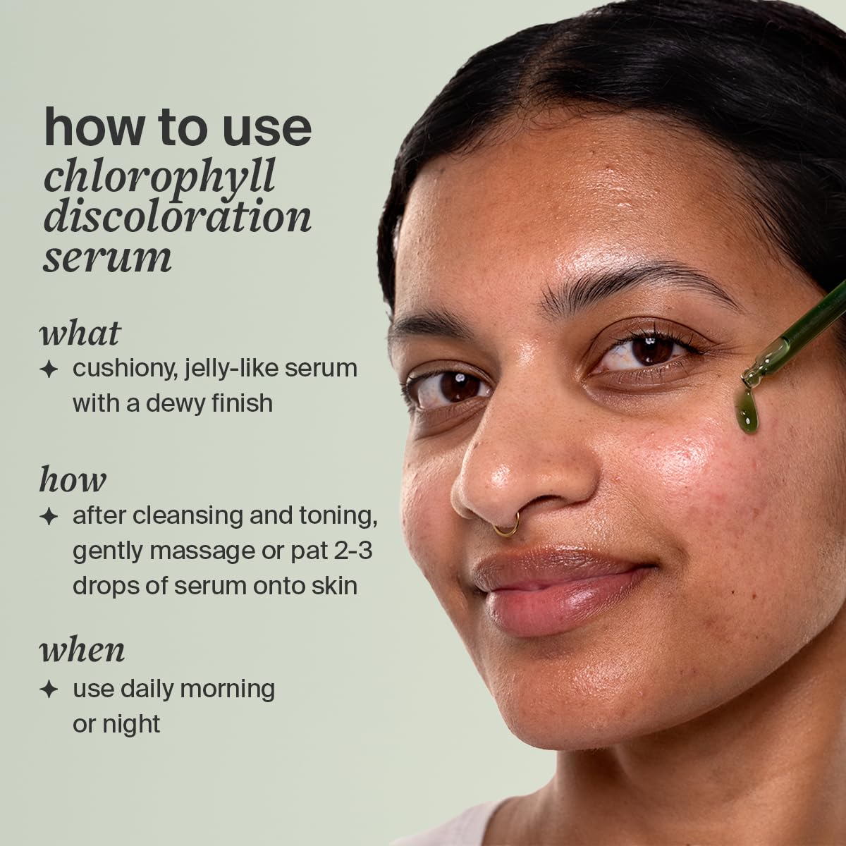 Cocokind serum drop leaving a bead from pump showing easy application and control