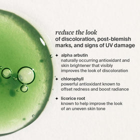 Cocokind chlorophyll ingredient beside green leaf illustrating antioxidant redness reduction