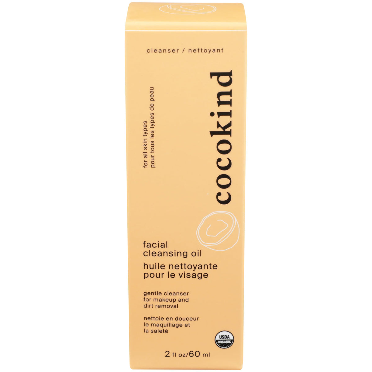 Cocokind bottle front view showing organic oil cleanser and gentle makeup removal benefit