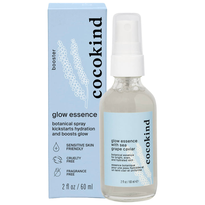 Cocokind front bottle showing label and recyclable glass helping routine simplicity