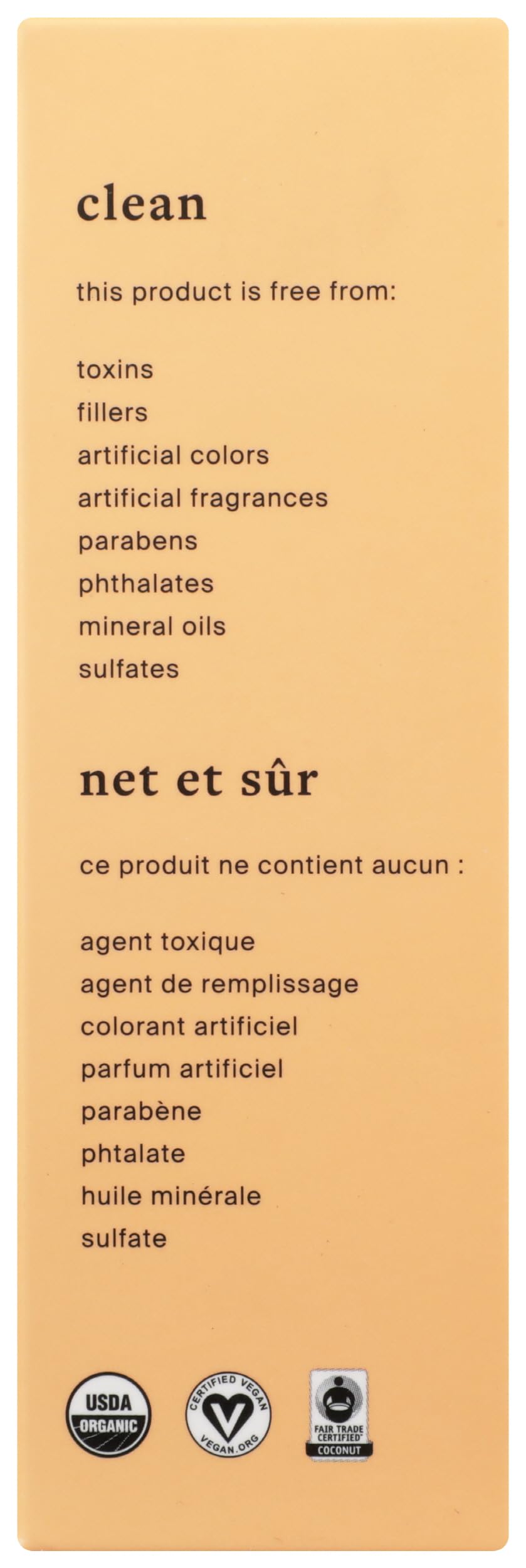 Cocokind ingredients label close-up showing USDA organic transparency benefit