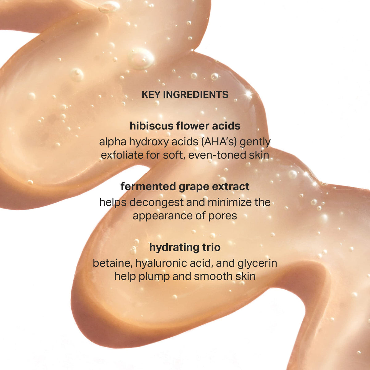 COCOKIND fermented grape extract detail illustrating natural acids and antioxidant support for skin clarity