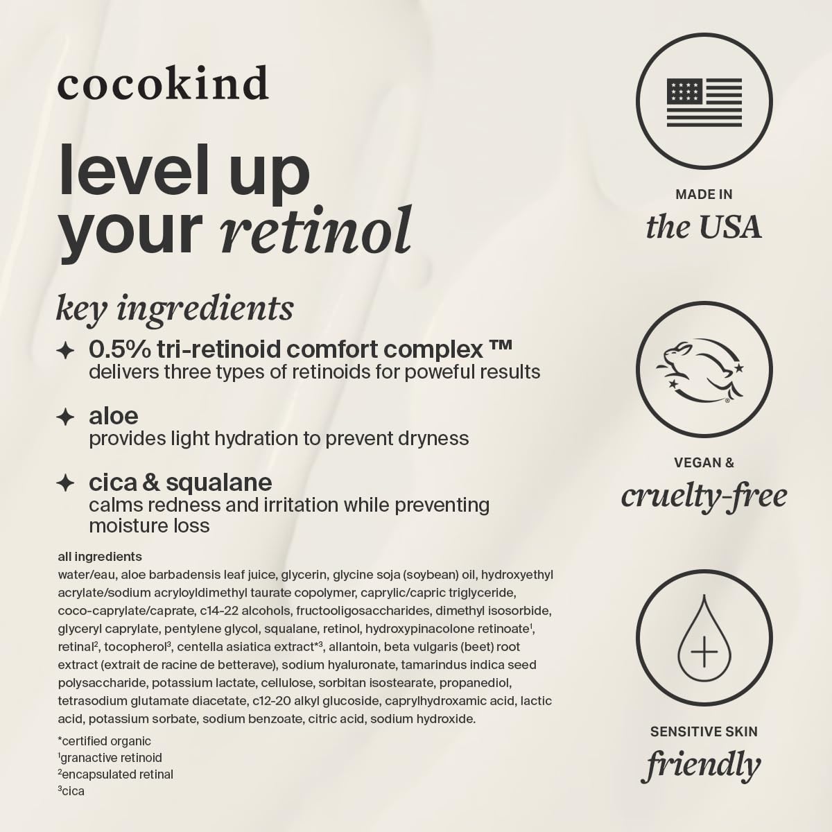 Cocokind in a nighttime routine setting showing gentle retinol bedtime use