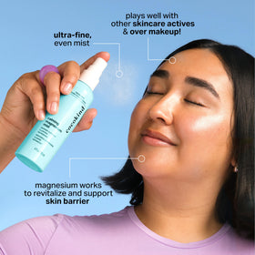 Cocokind mist spray closeup delivering ultra-fine cooling hydration