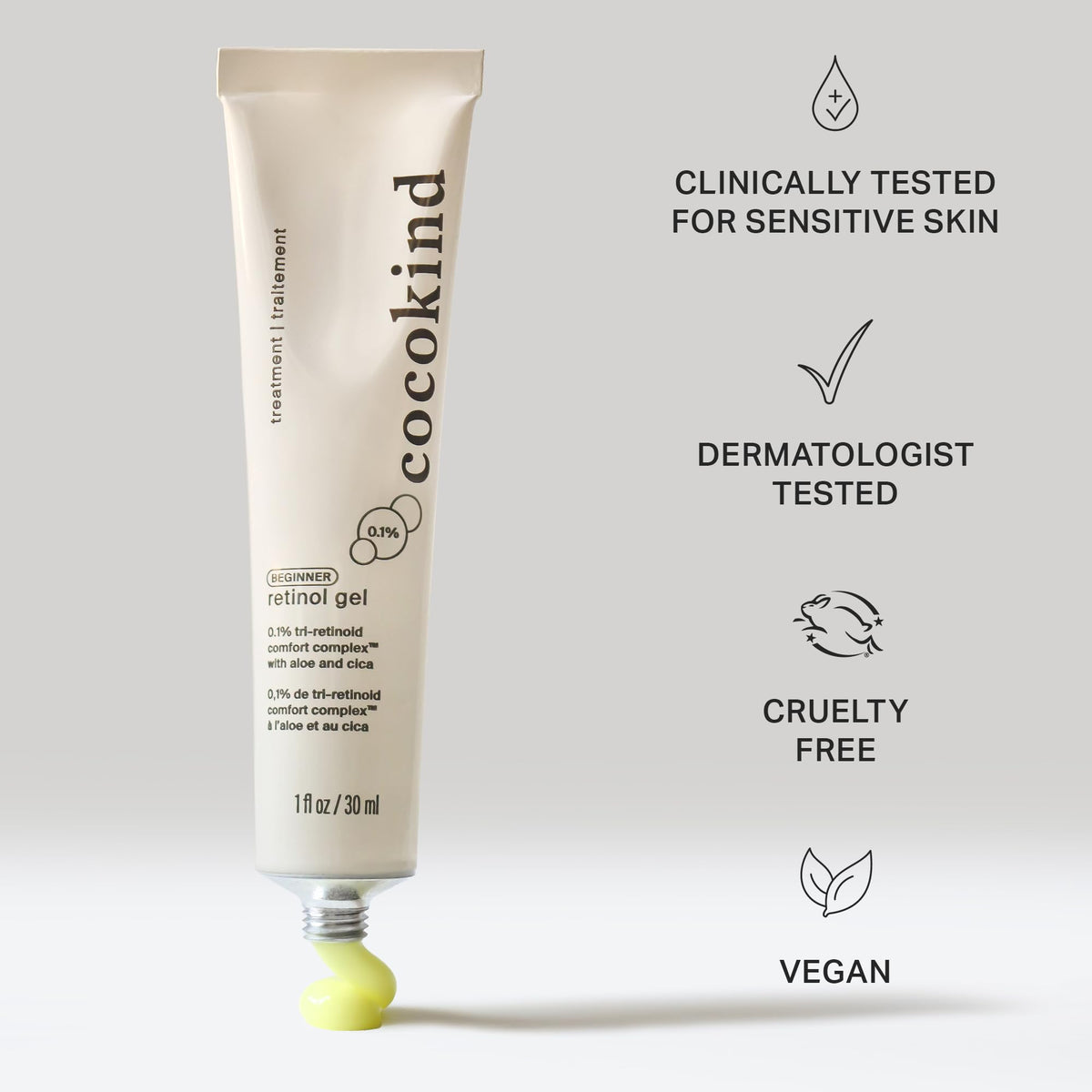 Cocokind gel texture closeup highlighting lightweight, non‑greasy finish