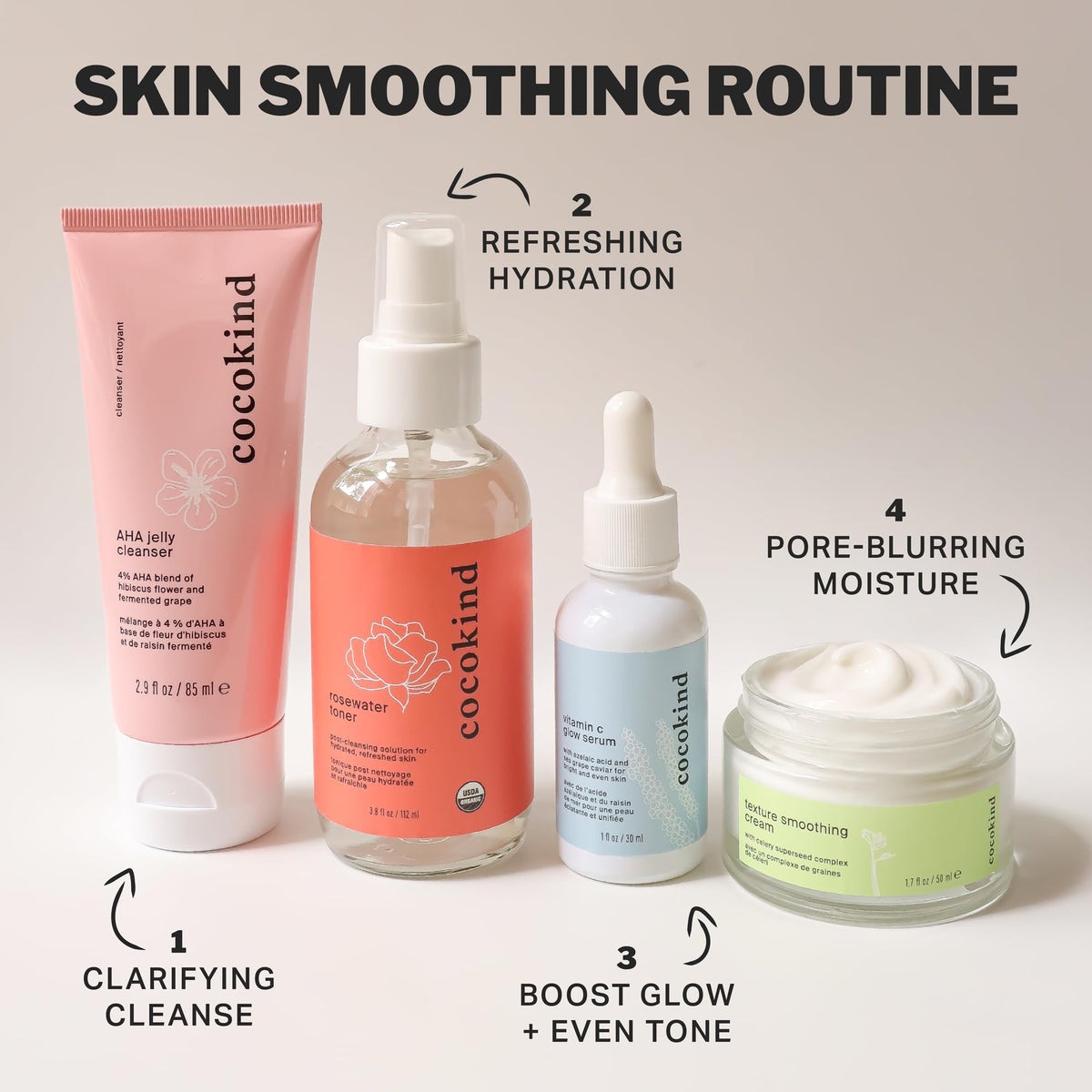 Cocokind bottle on bathroom shelf showing daily routine use and minimalist aesthetic
