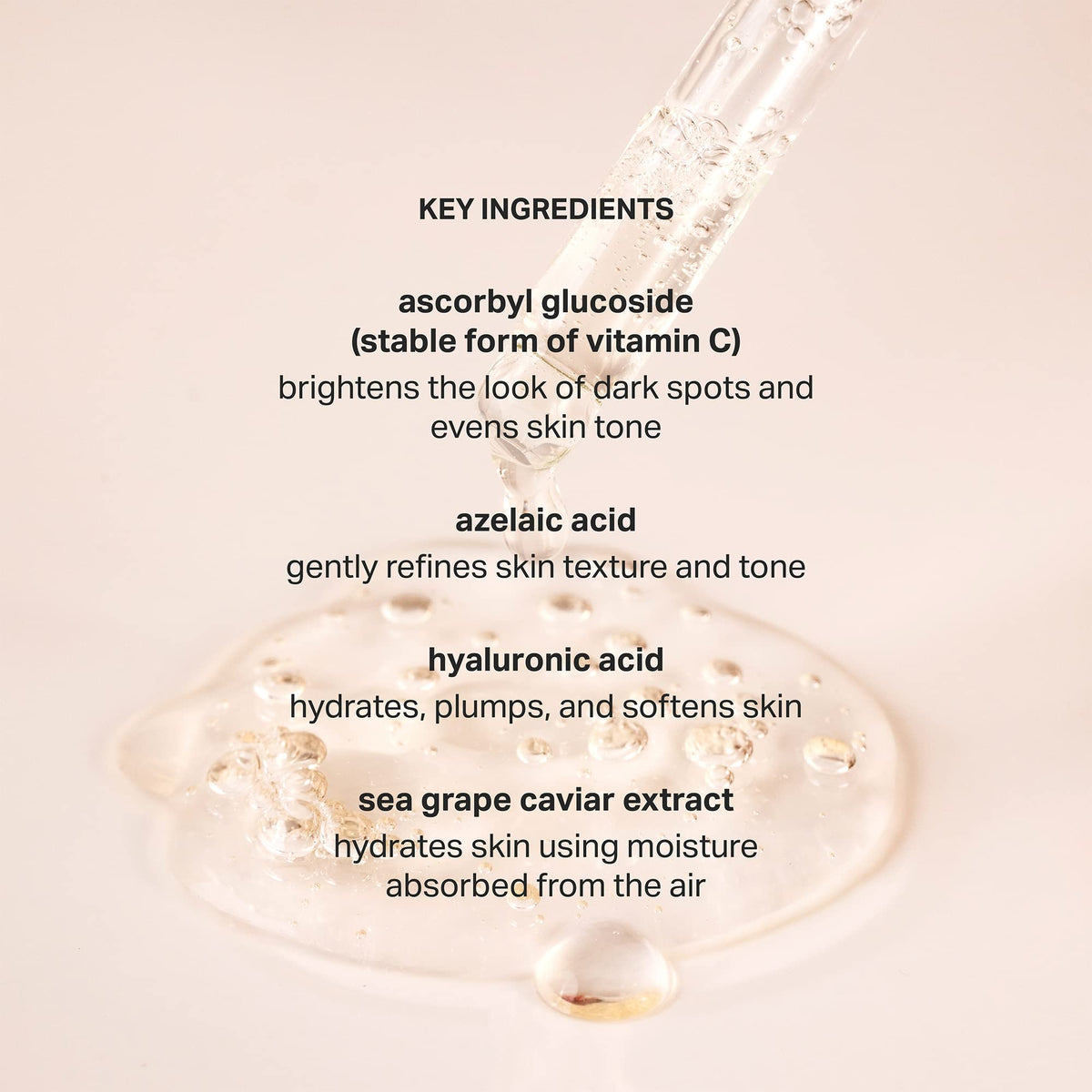 Close-up of sea grape caviar ingredient next to bottle, Cocokind emphasizes hydration benefits