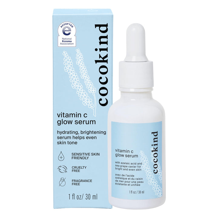 Cocokind bottle front view showing clean label and compact 1 fl oz size, highlights portability