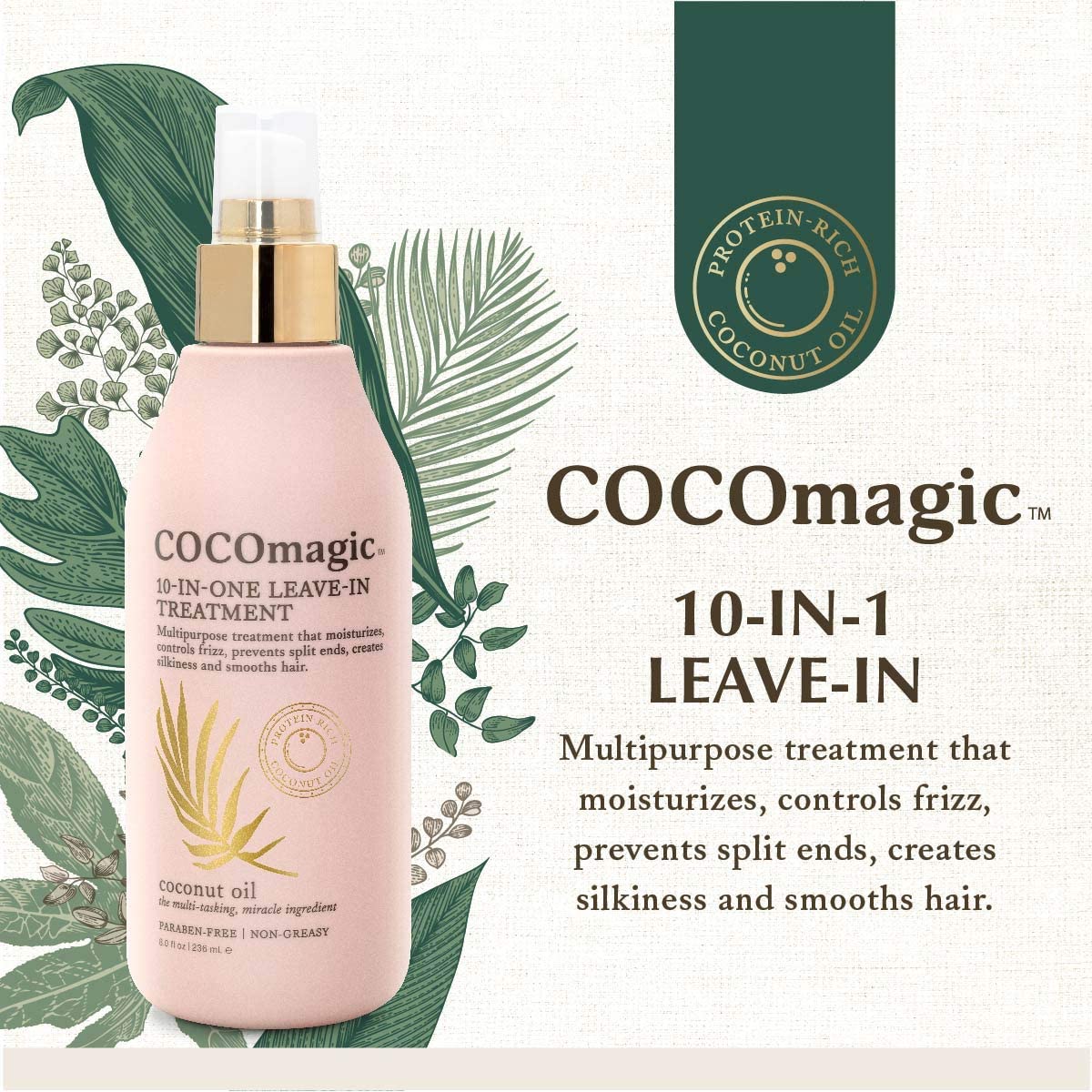 Cocomagic close-up of coconut oil texture highlighting moisturizing action