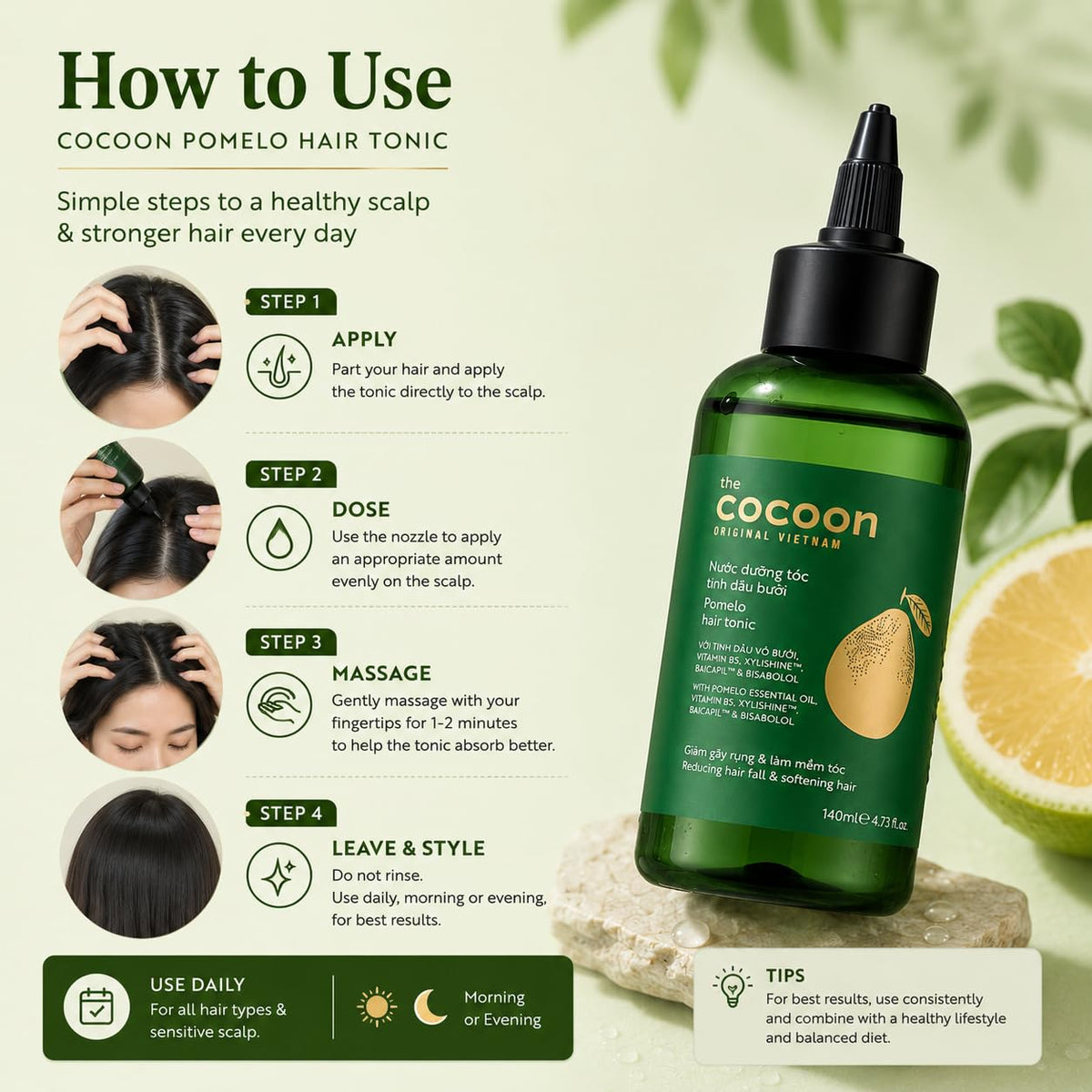Cocoon Original label close-up listing botanical ingredients and clean formula