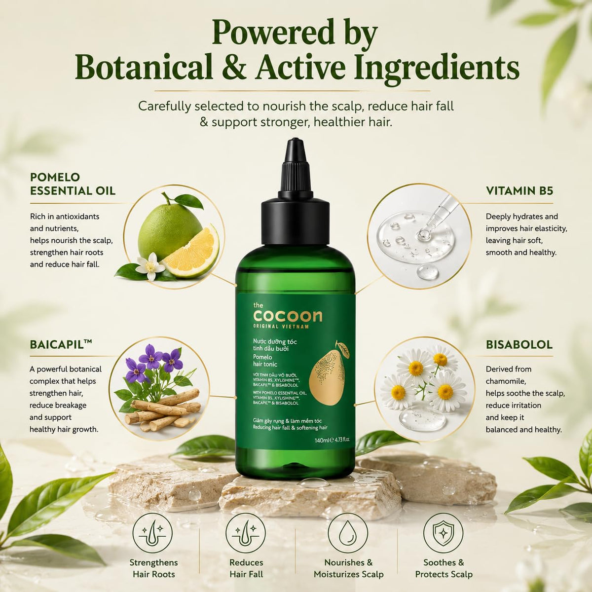 Cocoon Original spray applied to scalp demonstrating easy targeted hydration
