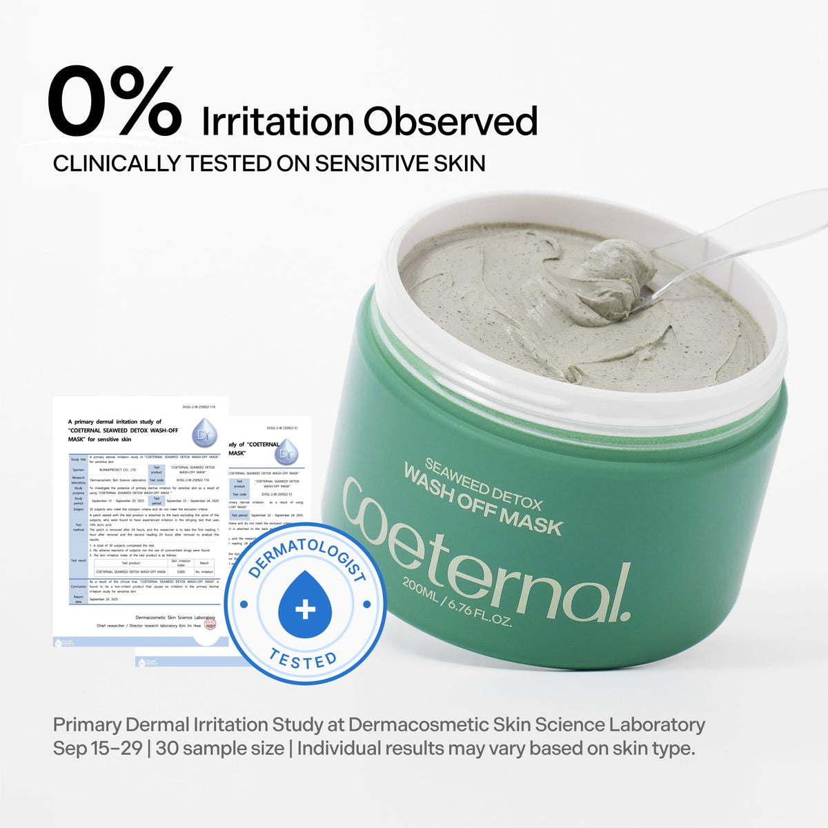 coeternal rinsing off in sink showing easy removal and non-drying finish