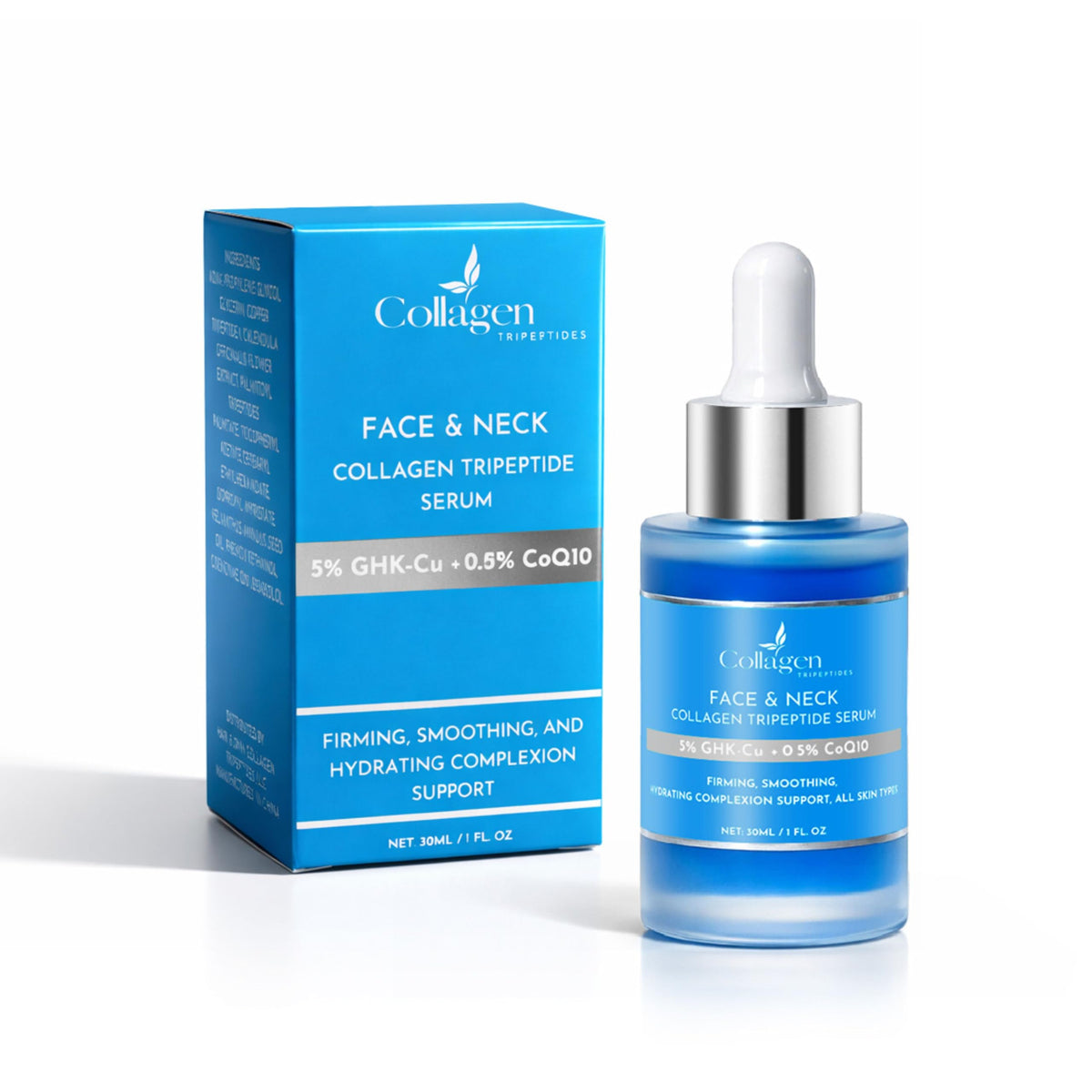 Collagen Tripeptides front bottle on white background showing clean design and quick-absorb benefit