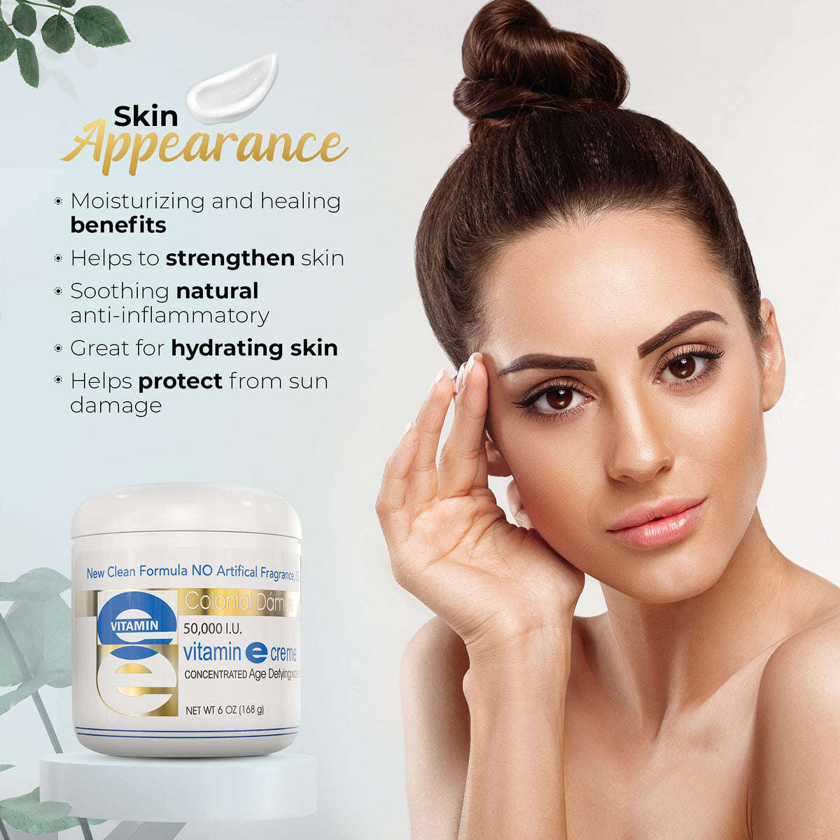 Colonial Dames cream on fingers demonstrating smooth spreadability and nourishment