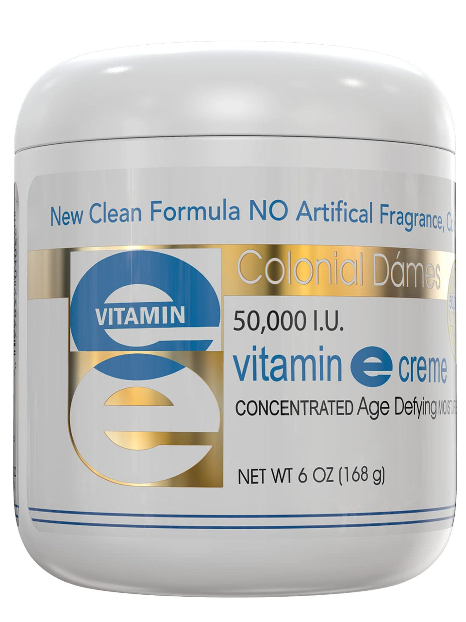 Colonial Dames front jar showing clean packaging and concentrated Vitamin E benefit