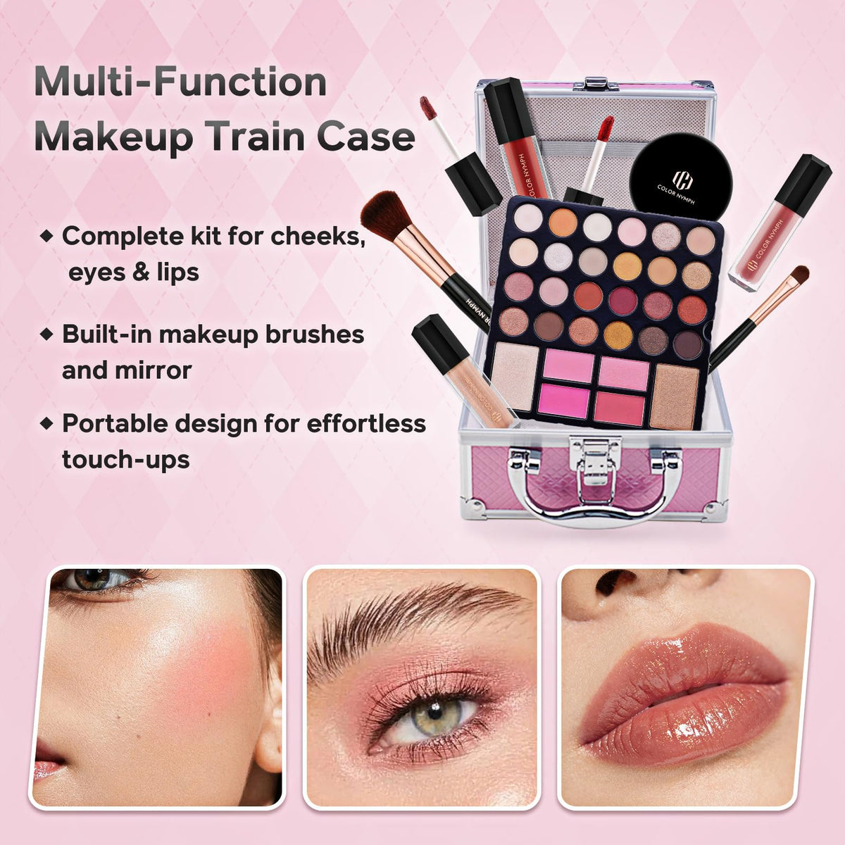 Color Nymph 24-color eyeshadow palette close-up with blendable shades