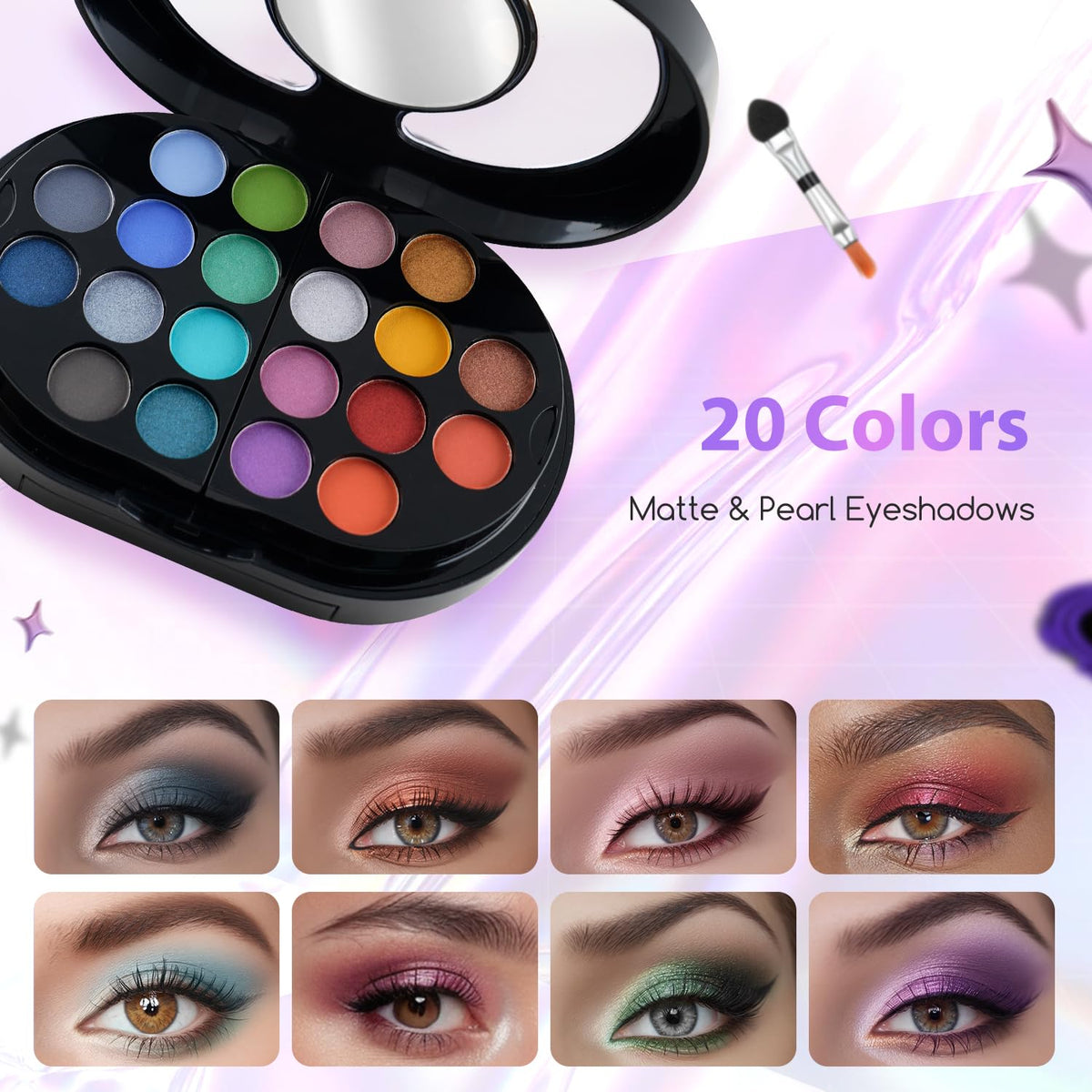 Color Nymph applicator brushes and mirror highlighting easy on-the-go application