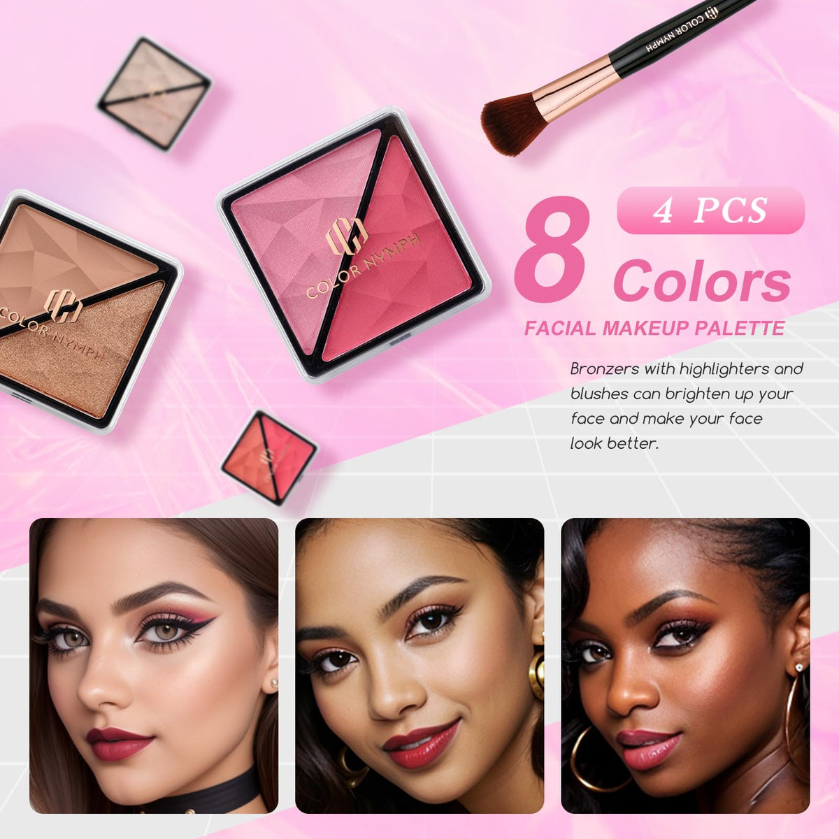 Color Nymph makeup brushes and sharpener detail for precise application and learning