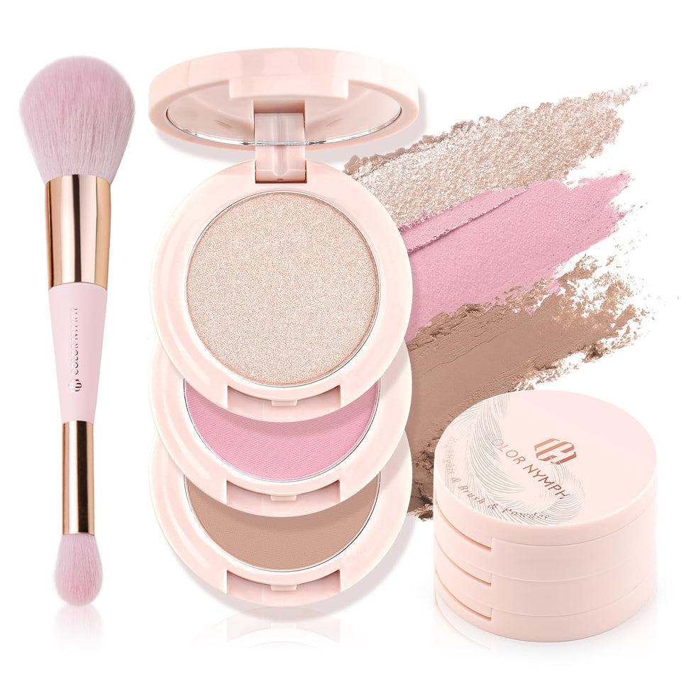 Color Nymph front packaging showing stacked palette and pink case for portability