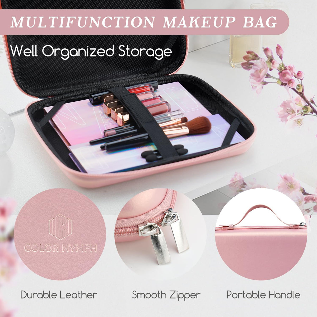 Color Nymph compact mirror in hand illustrating on-the-go touch-up convenience benefit