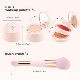 Color Nymph stacked palette side view open displaying organized blush contour highlighter