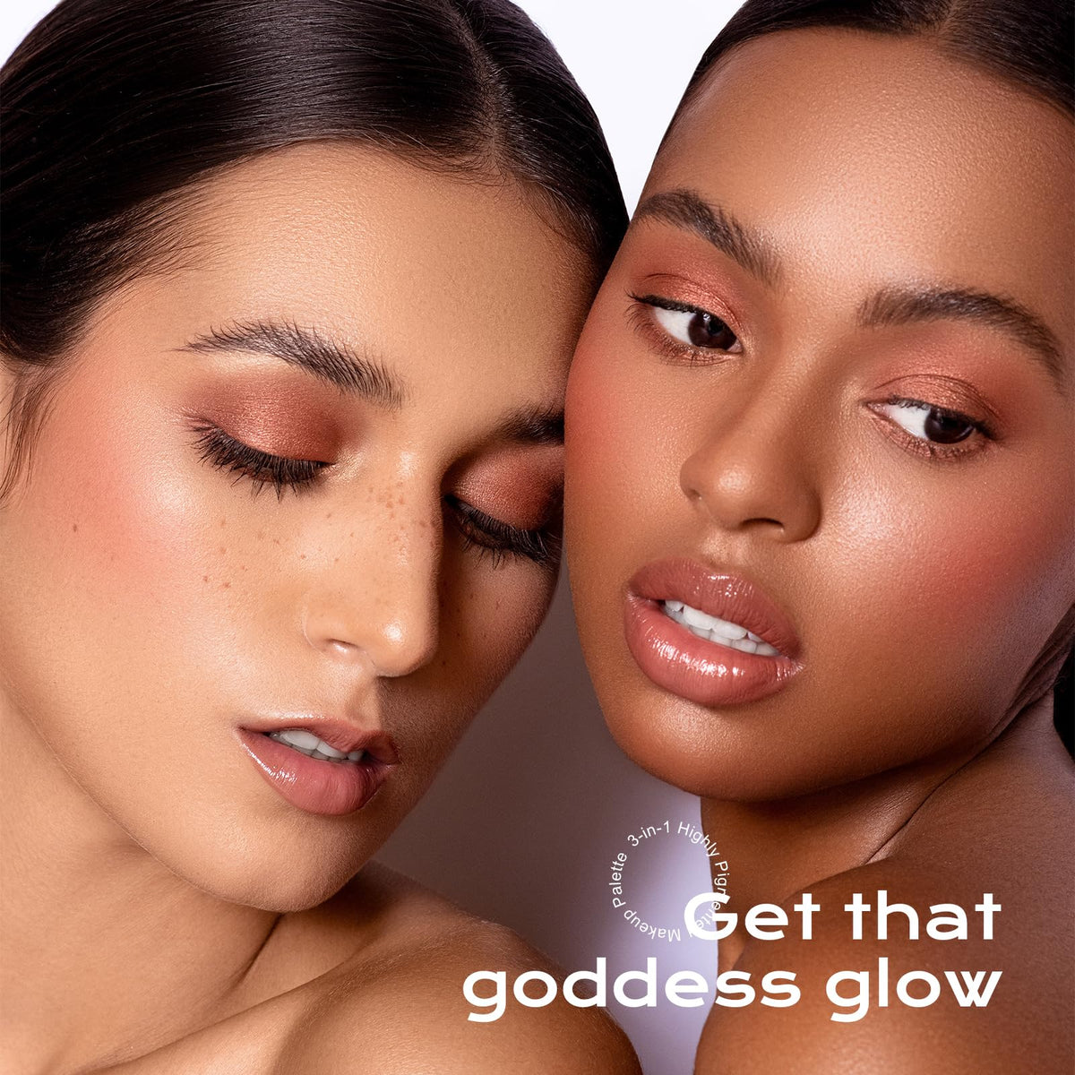 Color Nymph swatches on skin showing three shades for contour blush and highlight