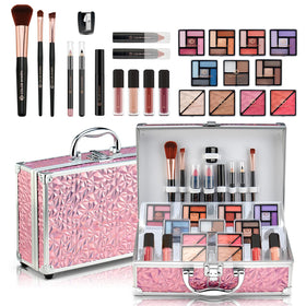 Color Nymph train case open showing organized compartments and mirror, easy storage benefit