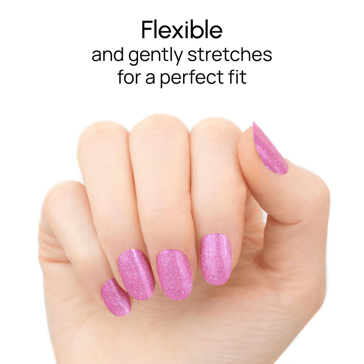 Color Street application on a model hand showing easy peel-and-stick benefit