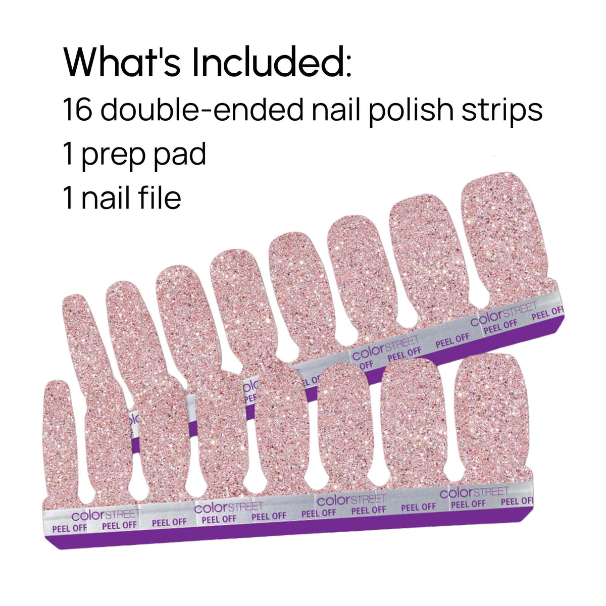 Color Street back label showing 16 double-ended strips and product details