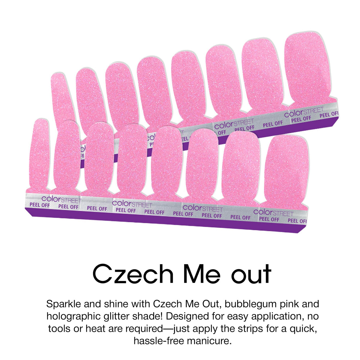 Color Street double-ended strip layout demonstrating size variety for better fit