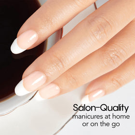 Color Street french tip close-up showing smooth color and precise edge benefit