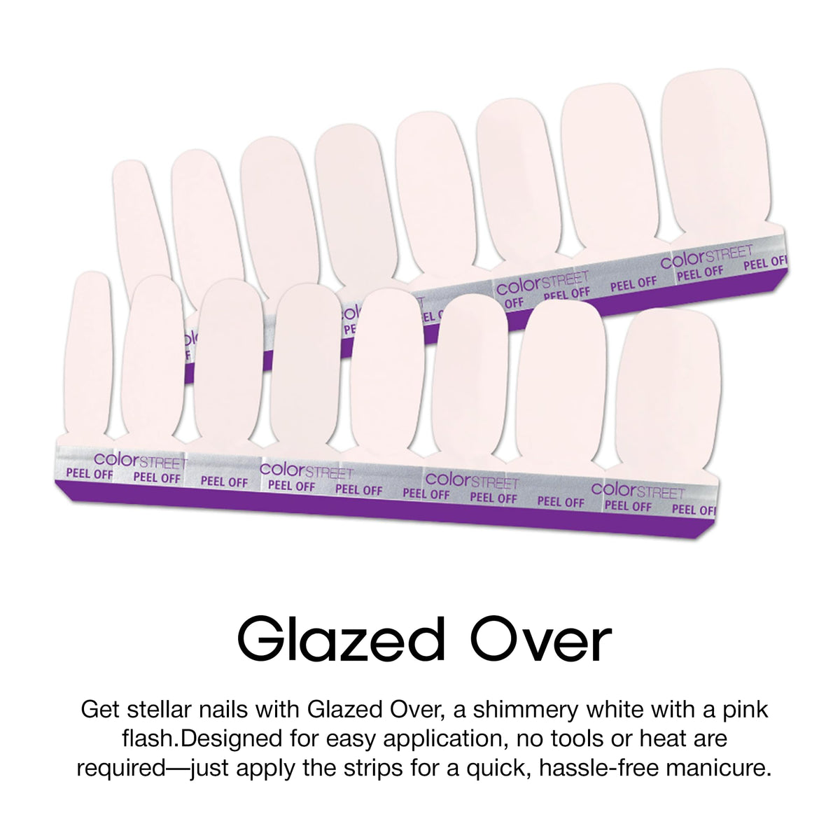 Color Street applied strip on fingernail illustrating instant salon look