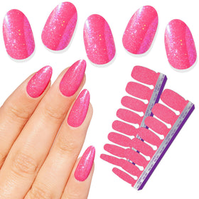 Color Street front packaging showing Hollywood Glamour vibrant pink sparkles for party-ready nails
