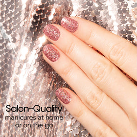 Color Street hand applying a strip demonstrating easy peel-and-stick application